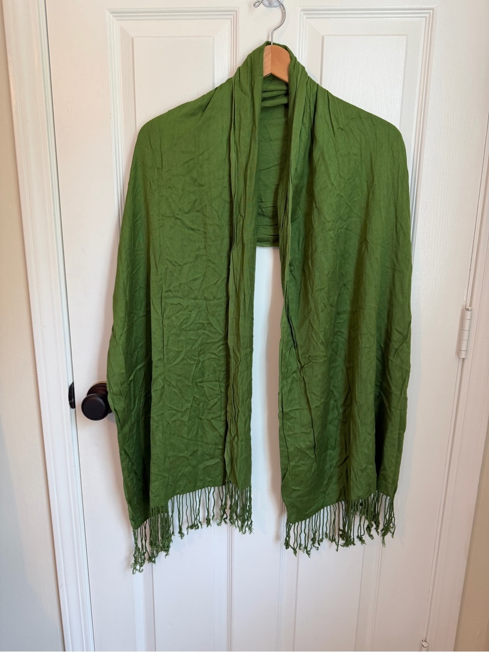 Jones New York Olive Green Shawl-Style Wrap with Fringe